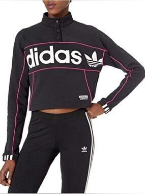 Adidas Black and Pink Sweatshirt